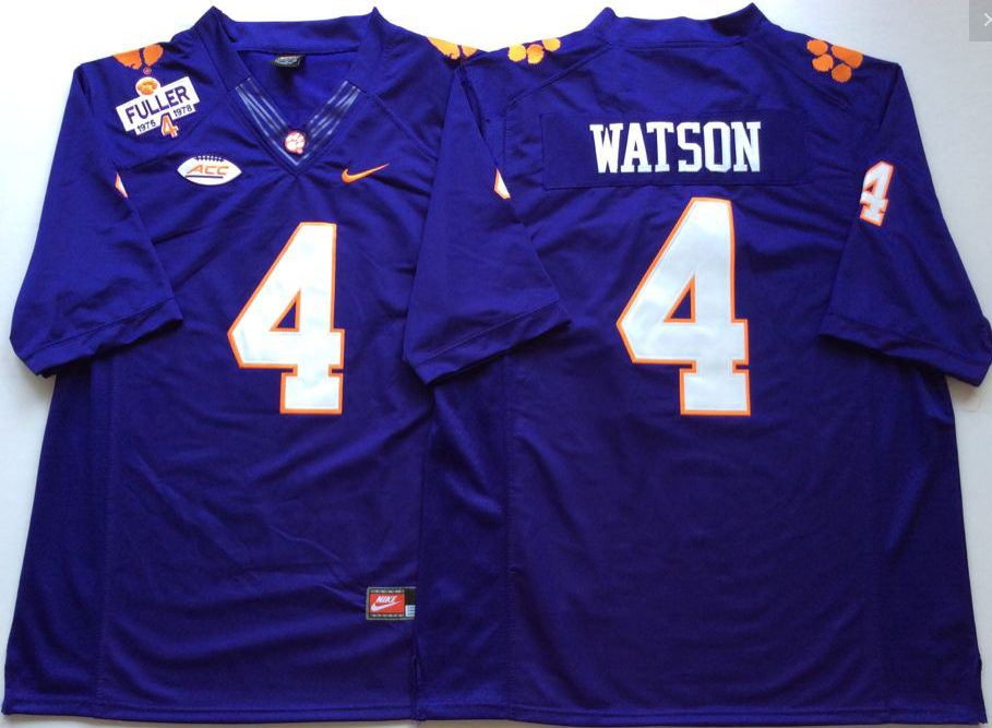 NCAA Men Clemson Tigers Purple #4 WATSON